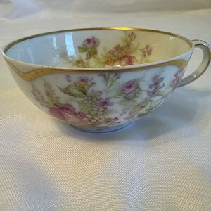 Haviland France Limoges Tea Cup Pink Roses Gold Accents Back Stamp Haviland & Co